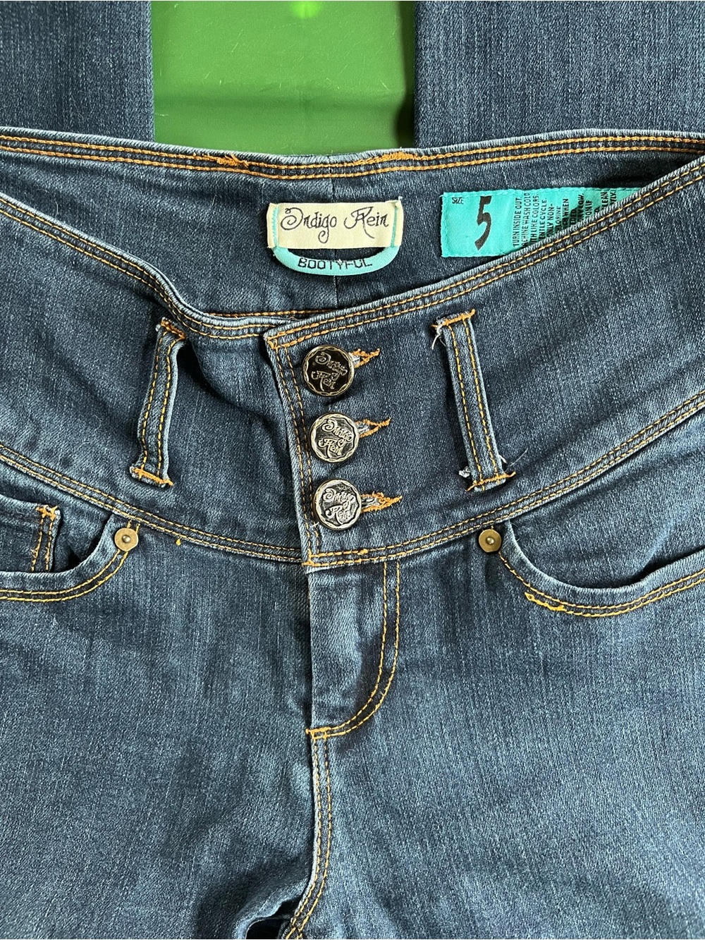 Indigo Rein Dark Blue High-Rise Button-Fly Jeans Size 5